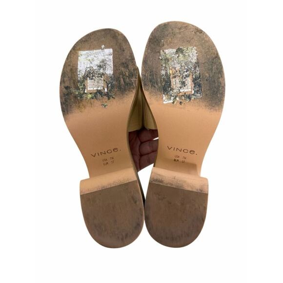 Vince Leather Slide Sandal Size 7US Chunky Block Heel - Picture 9 of 9
